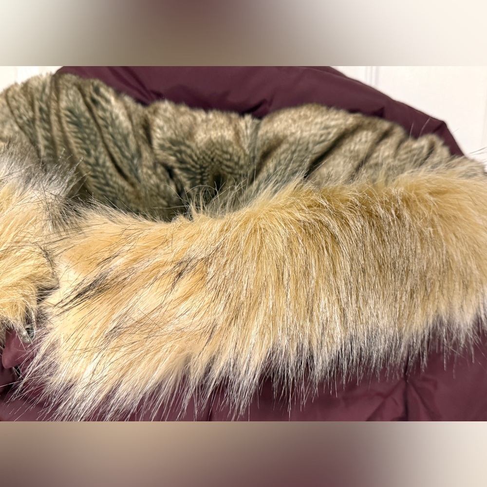 Pajar Maroon Burgundy Down Puffer Coat with Faux Fur Trim - Picture 8 of 16